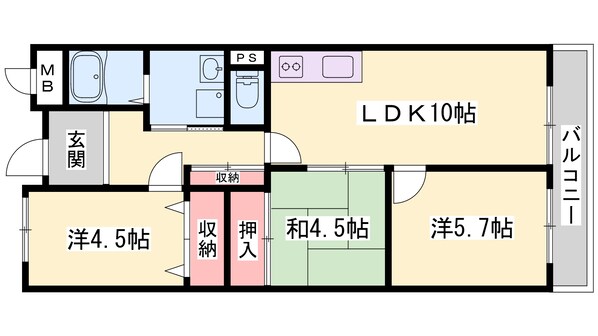 赤穂駅北ハイツの物件間取画像